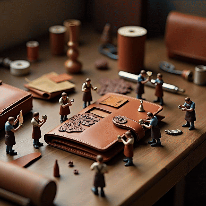 Miniature people working on product - animated GIF